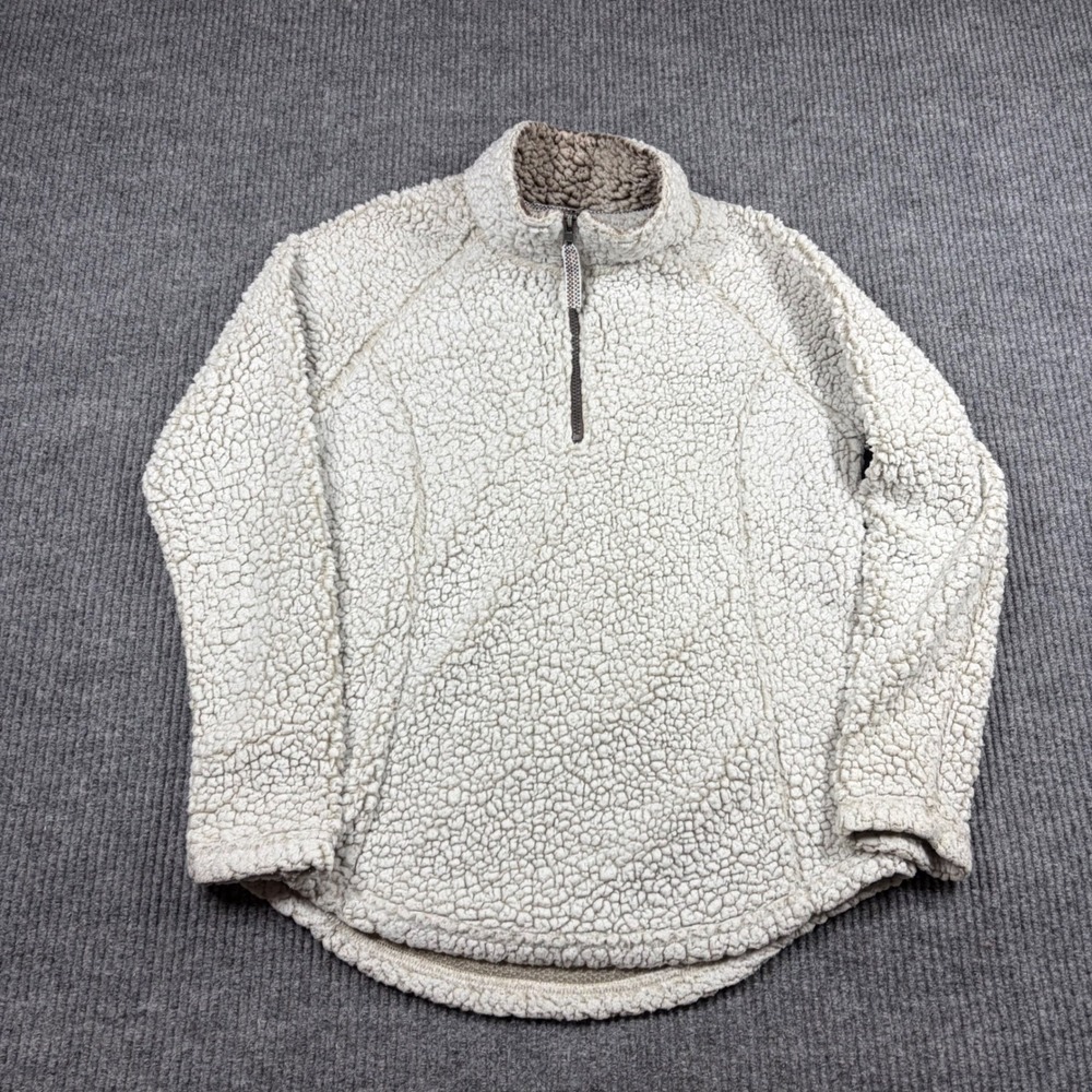 Cozy Sherpa Pullover Womens M Cream Quarter Zip Fleece Jacket Soft Fuzzy